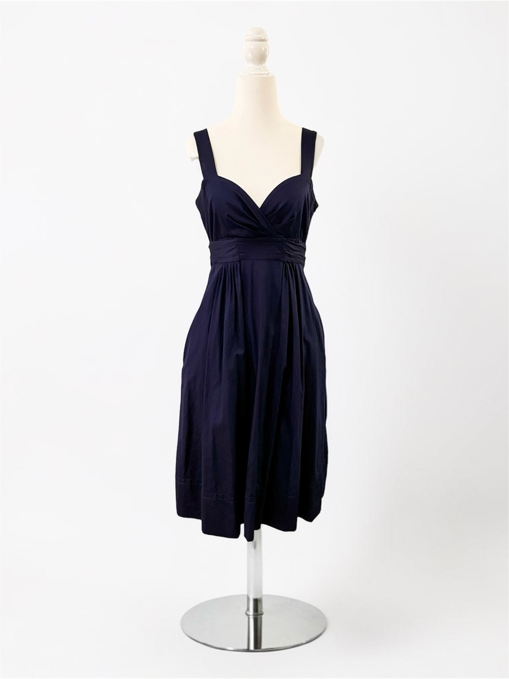 Diane von Furstenberg Navy A-Line Sweetheart Dress WITH POCKETS | SZ 6